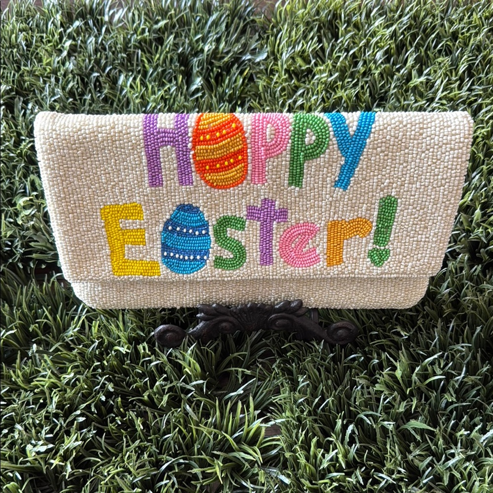 Colorful Beaded 'Happy Easter' Clutch